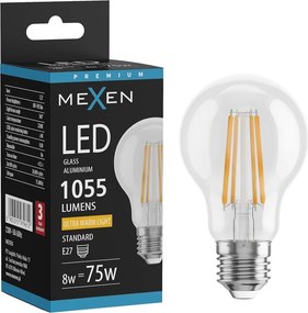 Mexen Vintis, LED filamentová žiarovka E27, A60, 8 W, teplá biela 2200K, číra, L150-E27-0822-00
