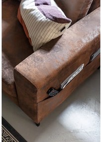 Hnedá rozkladacia rohová pohovka z imitácie kože (ľavý roh) Lofty Lilly – Miuform