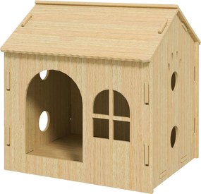 PawHut Domáce Zvieracie Útočisko pre Psov s Okienkom a Dizajnom S Dierkovanými Pazúrmi 49,5x41x51 cm Dub | Aosom