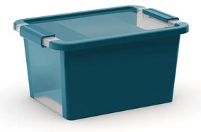 Plastový úložný box s vekom v petrolejovej farbe 36,5x26x19 cm Bi-Box – KIS
