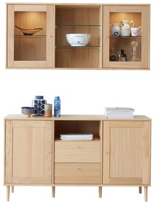Set nástennej vitríny s osvetlením a komody v dekore duba 133x136 cm Mistral - Hammel Furniture