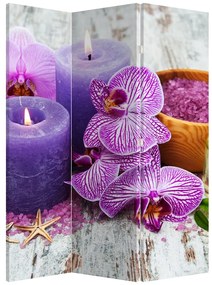 Paraván - Orchidey a sviečky (126x170 cm)