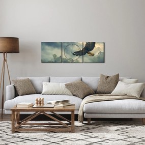 Obraz - Letiaci orol (s hodinami) (90x30 cm)