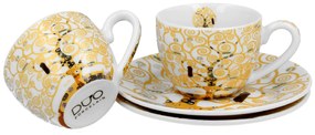 Porcelánová šálka s podšálkou Klimt Ecru Tree Of Life 90 ml sada 2ks
