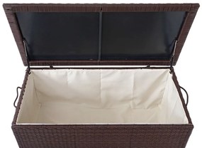 Polyratanový záhradný úložný box HWC-D88 - prémiová hnedá, 51x100x50cm 170l