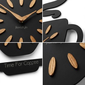 Dekorstudio Nástenné hodiny v tvare šálky Time for Coffee 45x30 cm – čierne