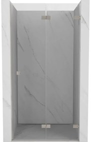 Mexen, Mexen Lunar-F pravé sklápacie sprchové dvere 90 cm, transparentné, brúsený nikel - 836-090-000-97-00-P