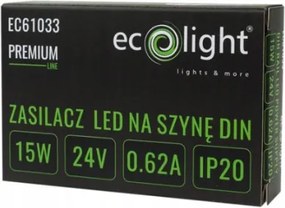 BERGE Napájanie na DIN lištu - 24V 15W 0,62A pre IP20 PREMIUM LED pásik