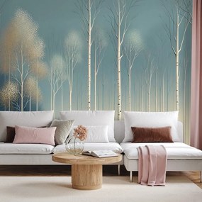 Tapeta zasnežený les v hmle