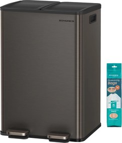 Odpadkový koš s víkem JORDAN 2x30 L tmavě šedý II