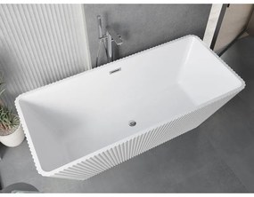Mexen Tava, voľne stojaca ryhovaná vaňa 170 x 75 cm, biela lesklá, chrómový prepad, 52851707500-01