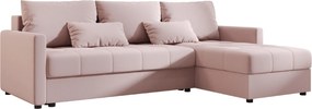 Rozkladacia obojstranná sedacia súprava do L VENORIA 220x143 cm, púdrovo ružová + 2 vankúšiky ZDARMA