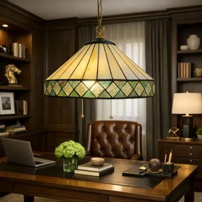 Luster do obývačky Tiffany vitráž ATRIA double chain Ø40 2*E27