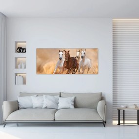 Obraz - Stádo koní (120x50 cm)
