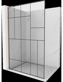 Mexen Kioto L sprchová stena Walk-in 100 x 200 cm, čierny vzor, brúsny meď - 800-100-103-65-78