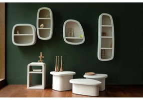 Béžový konferenčný stolík v dekore mramoru 49x74 cm Veda – Dutchbone