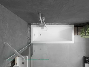 Mexen Next, vaňová  zástena 1-krídlová 60 x 150 cm, fixné krídlo, 6 mm číre sklo, biely profil, 895-060-000-00-00-20