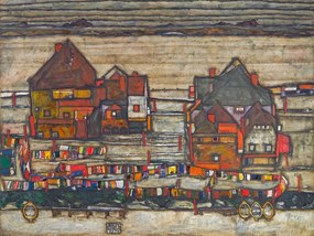 Obrazová reprodukcia Houses on Laundry Day, Egon Schiele