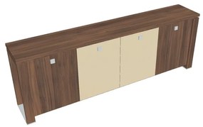 Nízka skriňa Verno+ S 260 x 46 x 90 cm, kombinované dvere, orech / vanilka