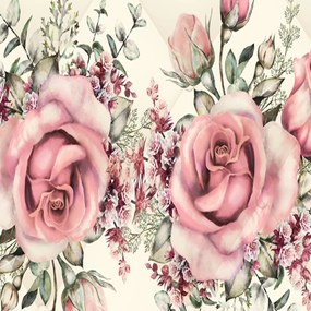 Ozdobný paraván Růže Květiny Růžová - 180x170 cm, päťdielny, obojstranný paraván 360°