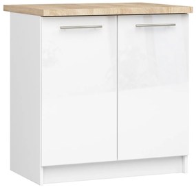 Kuchyňská skříňka Olivie S 80 cm 2D bílá/bílý lesk/dub sonoma