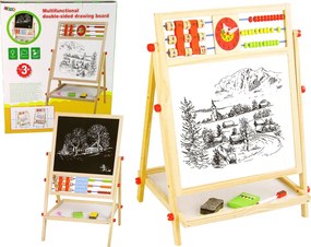 LEAN Toys Obojstranná vzdelávacia kresliaca tabuľa 2v1, drevená