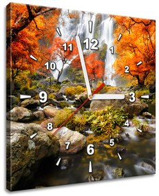 Gario Obraz s hodinami Jesenný vodopád Rozmery: 30 x 30 cm