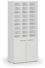 Triediaci regál s dverami PRIMO WHITE, 1781 x 800 x 420 mm, 27 priehradok, biela