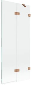Mexen Lunar, 2-krídlová vaňová zástena pravá 80 x 150 cm, číre sklo, medená matná, 897-080-100-65-00-P
