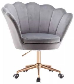 LuxuryForm DESIGN Kreslo FREY VELUR na zlatej podstave s kolieskami - svetlo šedé