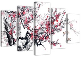 Gario Obraz na plátne Japonská čerešňa - 5 dielny Rozmery: 100 x 70 cm