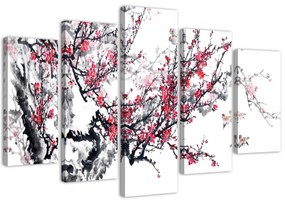 Gario Obraz na plátne Japonská čerešňa - 5 dielny Rozmery: 200 x 100 cm