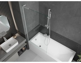 Mexen Next L, 1-krídlová vaňová zástena 90 x 150 cm, 6mm číre sklo, biely profil, 895-090-000-03-00-20