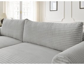 Svetlosivá menčestrová rozkladacia rohová pohovka (ľavý roh) Lucien – Bobochic Paris