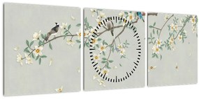 Obraz - Vtáčí zlet (s hodinami) (90x30 cm)