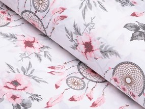 Biante Bavlnené posteľné obliečky Sandra SA-179 Ružové lapače a ruže Jednolôžko 140x200 a 70x90 cm