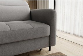 Sivá zamatová rozkladacia/s úložným priestorom rohová pohovka (ľavý roh/s leňoškou) Gomsi – ELTAP