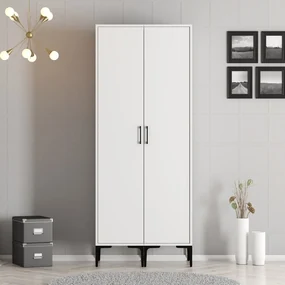 Šatníková skriňa Kiara SS (biela). Akcia -19%. Vlastná spoľahlivá doprava až k Vám domov. 1088402