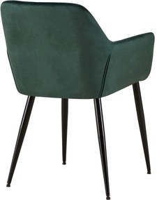 Jedálenská stolička Emia (SET 2 ks) - zamat, kovové nohy čierne - Zelená