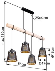 GLOBO ABLONA 15451-4H Závesné svietidlo