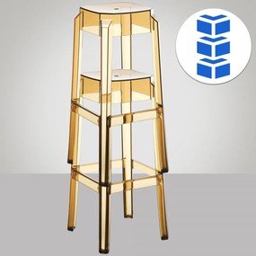 Plastová barová stolička FOX (SET 2 ks) - Hnedá transparent