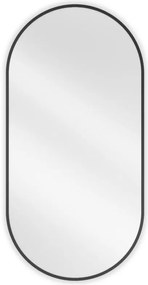 Mexen Loft, oválne kúpeľňové zrkadlo 100 x 50 cm, farba rámu čierna matná, 9851-100-050-000-70
