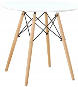 Okrúhly škandinávsky stôl bielej farby
