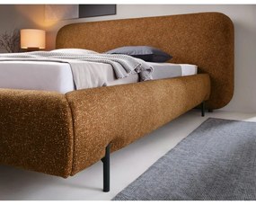 Okrovožltá čalúnená dvojlôžková posteľ s úložným priestorom s roštom 140x200 cm Pointt – ELTAP