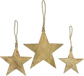 Dekorácia prírodná drevená hviezda na povrázku - 15*2*15cm