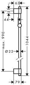 Hansgrohe Unica, Varia sprchová tyč 1050 mm, chrómová, HAN-27356000
