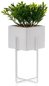 KERAMICKÝ KVETINÁČ SO STOJANOM MIZU 22X12 CM BIELA