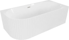 Mexen Gia Rohová Vaňa Pravá 150x75 cm Biela Lesk Ryhovaná Nikel Brúsený