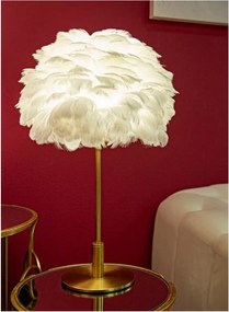 Biela/v zlatej farbe stolová lampa (výška 50 cm) Ball Feather – Mauro Ferretti
