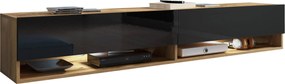 XXXLutz NÍZKA KOMODA, dub wotan, čierna s vysokým leskom, 180/30/32 cm P & B - Online Only drobný nábytok - 002778000402